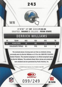 2009 Donruss Certified #243 Derrick Williams Back