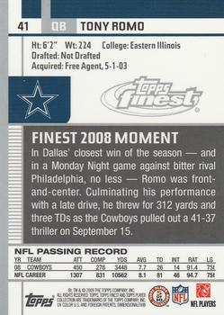 2009 Finest #41 Tony Romo Back