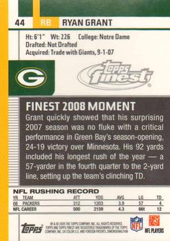 2009 Finest #44 Ryan Grant Back