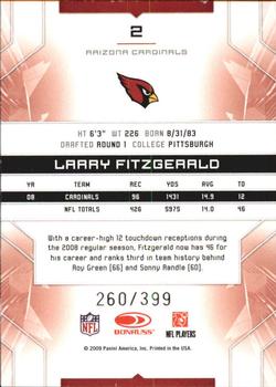 2009 Donruss Limited #2 Larry Fitzgerald Back