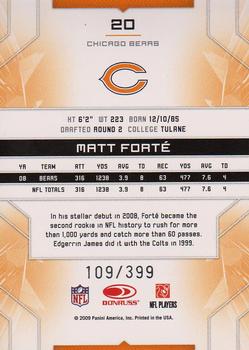 2009 Donruss Limited #20 Matt Forte Back