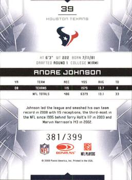 2009 Donruss Limited #39 Andre Johnson Back