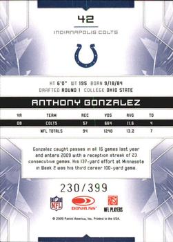 2009 Donruss Limited #42 Anthony Gonzalez Back
