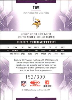 2009 Donruss Limited #116 Fran Tarkenton Back