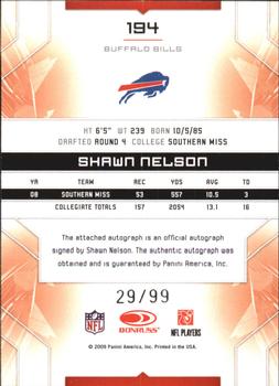 2009 Donruss Limited #194 Shawn Nelson Back