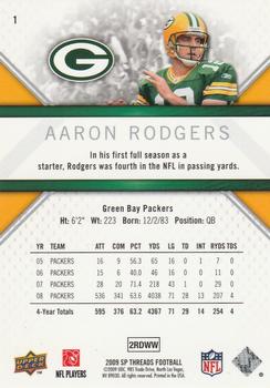 2009 SP Threads #1 Aaron Rodgers Back