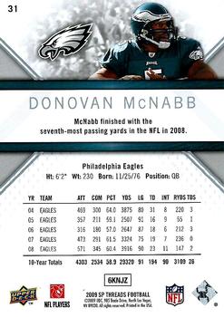 2009 SP Threads #31 Donovan McNabb Back