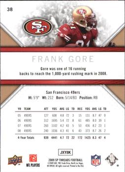 2009 SP Threads #38 Frank Gore Back