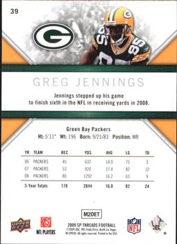 2009 SP Threads #39 Greg Jennings Back