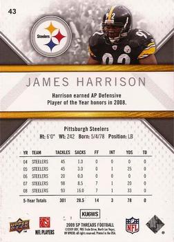 2009 SP Threads #43 James Harrison Back