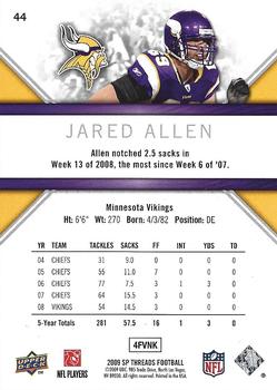 2009 SP Threads #44 Jared Allen Back