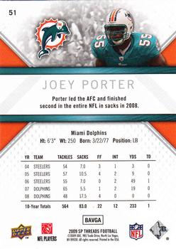 2009 SP Threads #51 Joey Porter Back