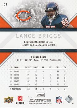 2009 SP Threads #59 Lance Briggs Back