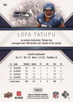 2009 SP Threads #65 Lofa Tatupu Back