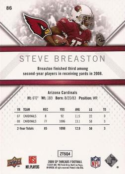 2009 SP Threads #86 Steve Breaston Back