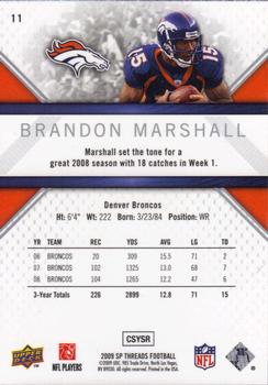 2009 SP Threads #11 Brandon Marshall Back