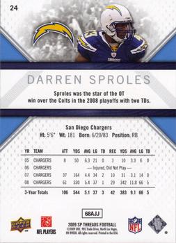 2009 SP Threads #24 Darren Sproles Back