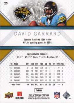 2009 SP Threads #25 David Garrard Back