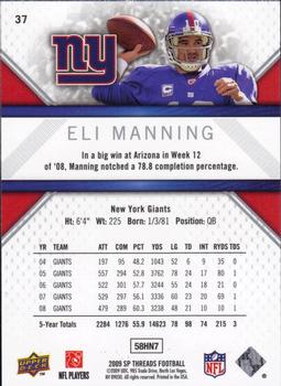 2009 SP Threads #37 Eli Manning Back