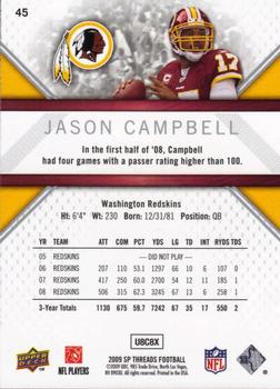 2009 SP Threads #45 Jason Campbell Back