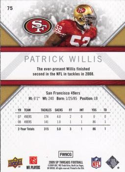2009 SP Threads #75 Patrick Willis Back