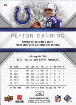 2009 SP Threads #76 Peyton Manning Back