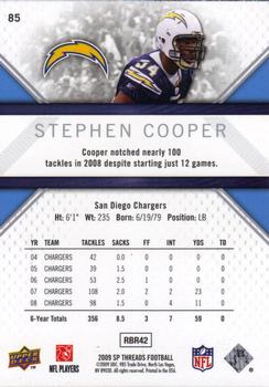 2009 SP Threads #85 Stephen Cooper Back