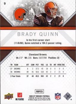 2009 SP Threads #9 Brady Quinn Back