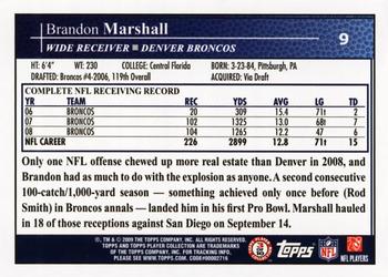 2009 Topps Kickoff #9 Brandon Marshall Back