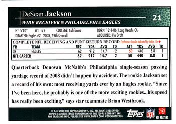 2009 Topps Kickoff #21 DeSean Jackson Back