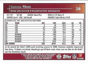 2009 Topps Kickoff #28 Santana Moss Back