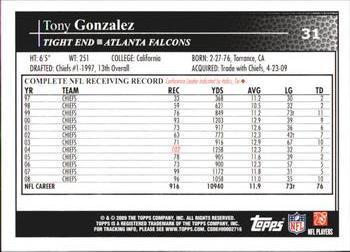 2009 Topps Kickoff #31 Tony Gonzalez Back