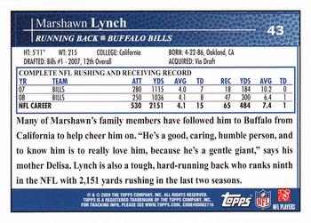 2009 Topps Kickoff #43 Marshawn Lynch Back