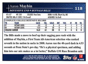 2009 Topps Kickoff #118 Aaron Maybin Back