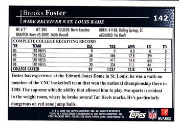 2009 Topps Kickoff #142 Brooks Foster Back