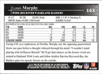 2009 Topps Kickoff #163 Louis Murphy Back