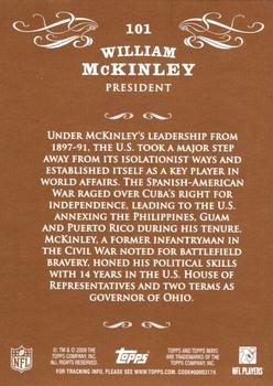 2009 Topps Mayo #101 William McKinley Back