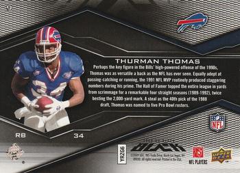 2009 UD Black #9 Thurman Thomas Back