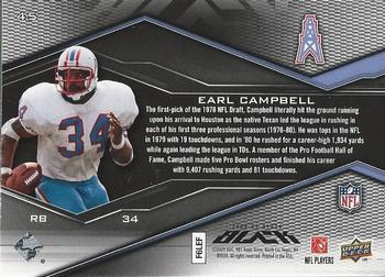 2009 UD Black #45 Earl Campbell Back