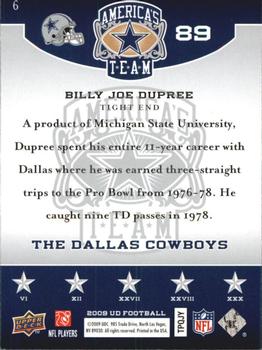 2009 Upper Deck America's Team #6 Billy Joe Dupree Back