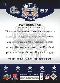 2009 Upper Deck America's Team #86 Pat Donovan Back