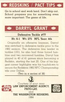 1984 Washington Redskins Police #2 Darryl Grant Back