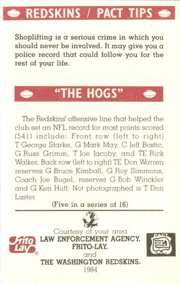 1984 Washington Redskins Police #5 The Hogs Back
