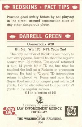 1984 Washington Redskins Police #11 Darrell Green Back