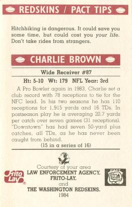 1984 Washington Redskins Police #15 Charlie Brown Back
