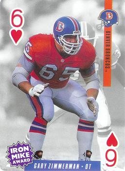 1994 U.S. Playing Cards Ditka's Picks #6♥ Gary Zimmerman Front
