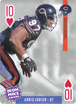 1994 U.S. Playing Cards Ditka's Picks #10♥ Chris Zorich Front