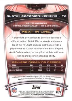 2014 Bowman - Rookies Black #6 Austin Seferian-Jenkins Back
