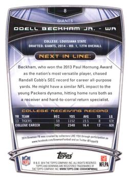 2014 Bowman - Rookies Black #8 Odell Beckham Jr. Back
