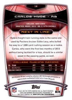 2014 Bowman - Rookies Black #14 Carlos Hyde Back